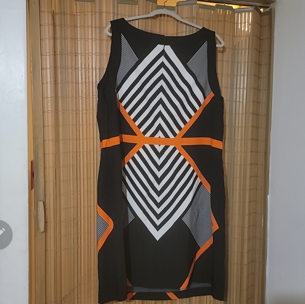 Vior black white color block shift dress 22W